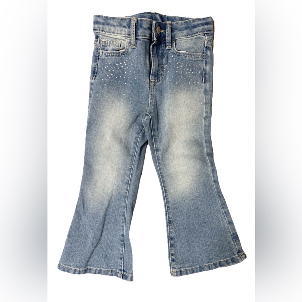 Jumping Beans Bedazzled Flare Jeans Toddler Girl Denim with Sparkles Size 3T